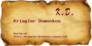 Kriegler Domonkos névjegykártya